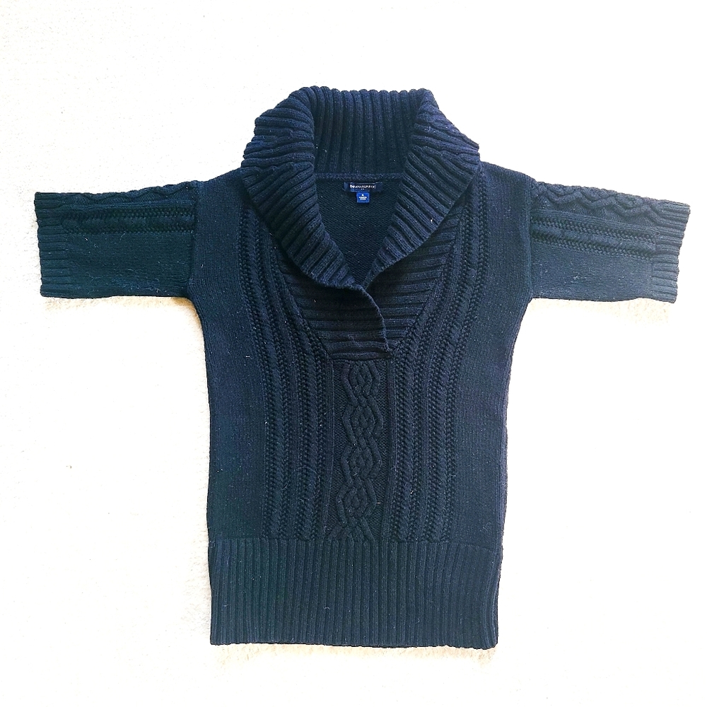 Banana Republic Black Ribbed Short Sleeve …